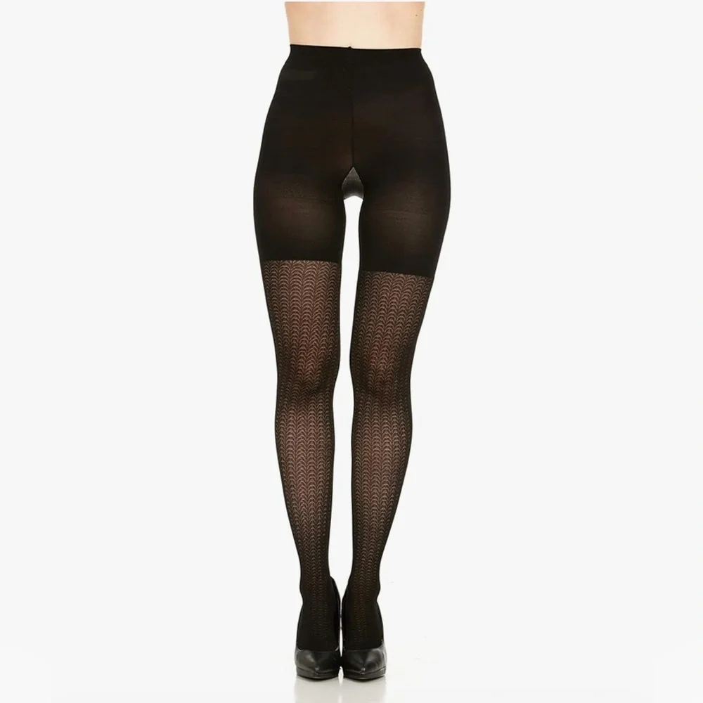 Love Your Assets by Sara Blakely Textured Wish Bone Shaping Tights NWT Black 3